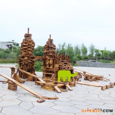 幼儿园户外大型木制积木玩具碳化炭烧玩具
