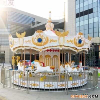 郑州神童大型檐豪华新款游乐设备双飞檐16座豪华转马