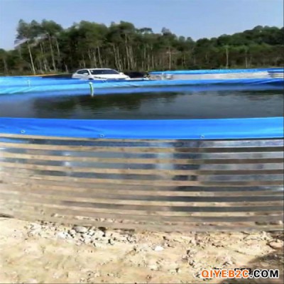 圆形帆布水池带支架1.0mm厚的镀锌钢板养鱼水池