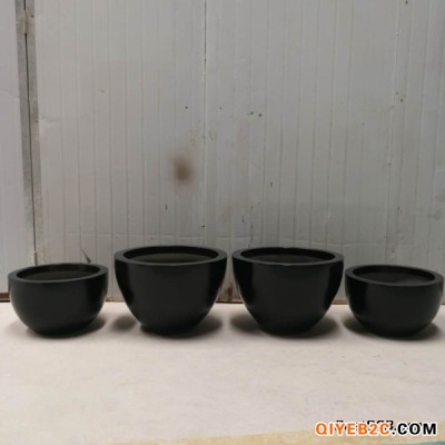 玻璃钢圆形花盆组合黑色树脂花器花钵厂家定制生产广东