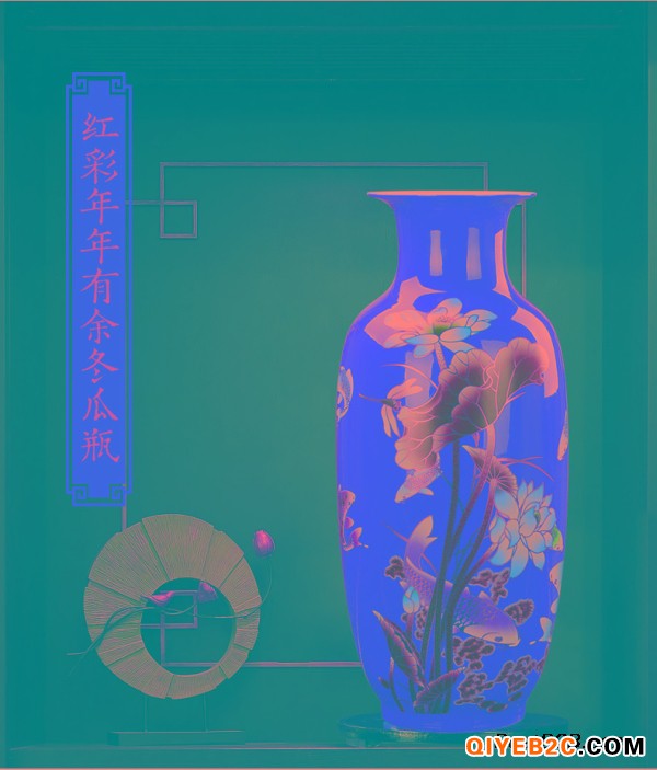 景德镇手绘粉彩 现代简约创意陶瓷插花花瓶