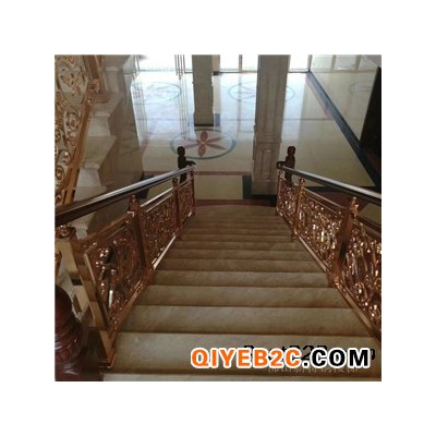 阳城铜雕花欧式楼梯护栏 金色铜楼梯家装选择