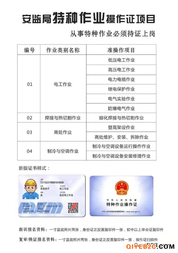 重庆渝北区电工证复审报名资料