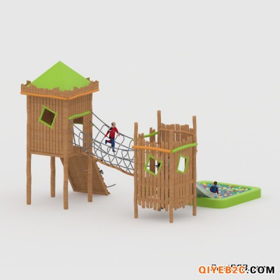 幼儿园户外大型游乐设备实木制非标拓展滑滑梯组合玩具