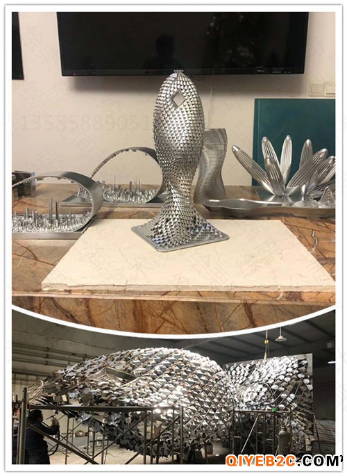 荆州大型不锈钢抽象鱼雕塑 公园镂空动物雕塑定制