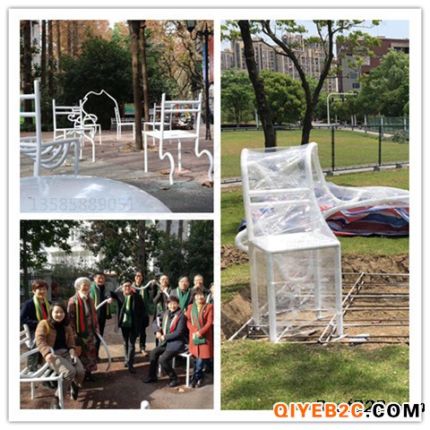 四川园林不锈钢抽象椅子雕塑 休闲艺术烤漆椅制作