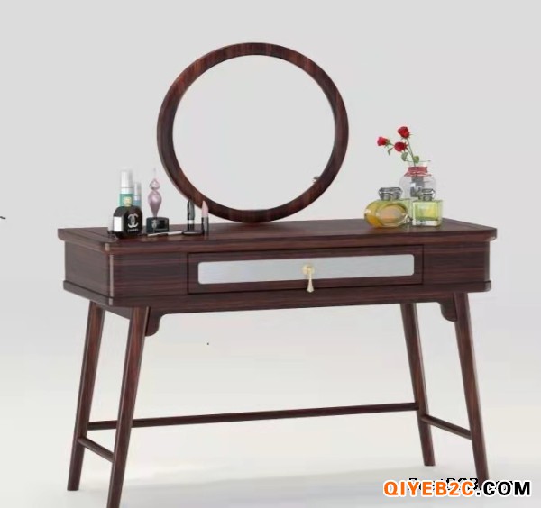 广东 木言木语新中式实木梳妆台带镜子简约实木梳妆台