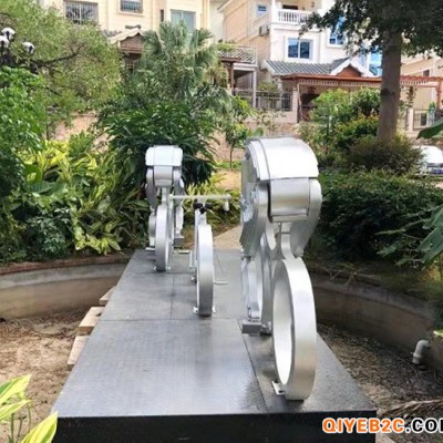 上海幕明不锈钢铁艺脚蹬联动单车公共艺术展览互动装置